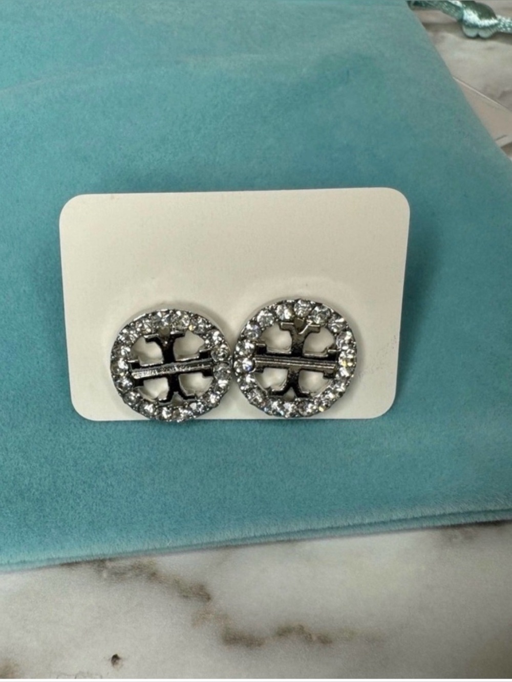 New! Tory Burch-Inspired Silver Reverse  QZ Earrings OS